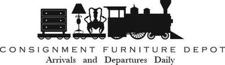 CONSIGNMENT FURNITURE DEPOT ARRIVALS AND DEPARTURES DAILY logo