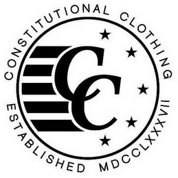 CONSTITUTIONAL CLOTHING, ESTABLISHED MDCCLXXXVII CC logo