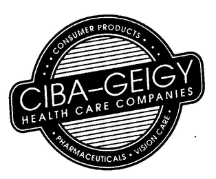 CONSUMER PRODUCTS PHARMACEUTICALS VISION CARE CIBA-GEIGY HEALTH CARE COMPANIES logo
