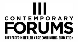CONTEMPORARY FORUMS THE LEADER IN HEALTH CARE CONTINUING EDUCATION logo