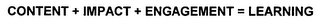 CONTENT + IMPACT + ENGAGEMENT = LEARNING logo