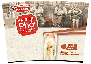 COOK HAPPINESS ACECOOK SAIGON PHO VIETNAMESE RICE NOODLES BEEF FLAVOR RICE NOODLES IN BEEF FLAVORED SOUP logo