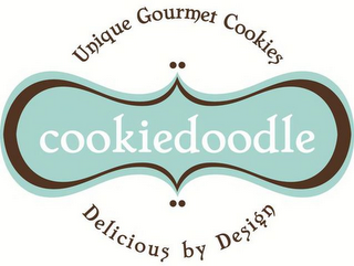 COOKIEDOODLE UNIQUE GOURMET COOKIES DELICIOUS BY DESIGN logo