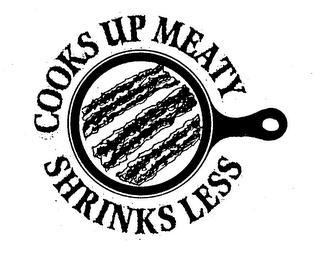 COOKS UP MEATY SHRINKS LESS logo