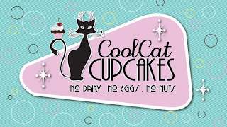 COOL CAT CUPCAKES NO DAIRY. NO EGGS. NONUTS logo