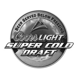COORS LIGHT SUPER COLD DRAFT BEER SERVED BELOW FREEZING logo