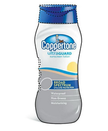 COPPERTONE ULTRAGUARD SUNSCREEN LOTION BROAD SPECTRUM UVA/UVB PROTECTION WATERPROOF NON-GREASY MOISTURIZING logo