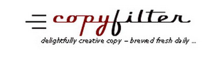 COPYFILTER DELIGHTFULLY CREATIVE COPY - BREWED FRESH DAILY ... logo