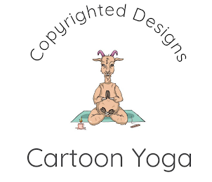 COPYRIGHTED DESIGNS CARTOON YOGA logo
