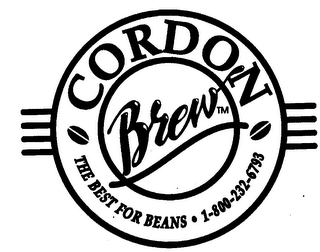 CORDON BREW THE BEST FOR BEANS 1-800-232-6793 logo