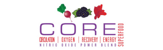 CORE CIRCULATION | OXYGEN | RECOVERY | ENERGY NITRIC OXIDE POWER BLEND SUPERFOOD logo