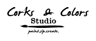 CORKS & COLORS STUDIO PAINT. SIP. CREATE. logo