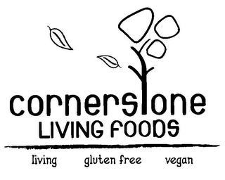 CORNERSTONE LIVING FOODS LIVING GLUTEN FREE VEGAN logo