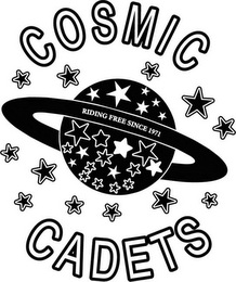 COSMIC CADETS RIDING FREE SINCE 1971 logo