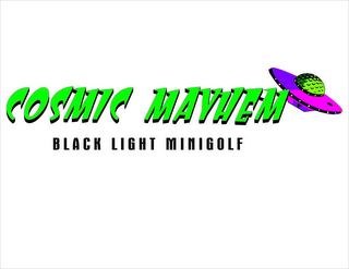 COSMIC MAYHEM BLACK LIGHT MINIGOLF logo