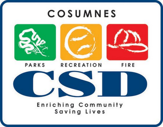 COSUMNES PARKS RECREATION FIRE CSD ENRICHING COMMUNITY SAVING LIVES logo