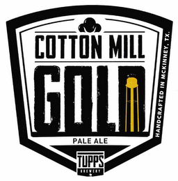 COTTON MILL GOLD PALE ALE TUPPS BREWERY HANDCRAFTED IN MCKINNEY, TX. logo
