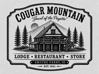 COUGAR MOUNTAIN "JEWEL OF THE PAYETTE" LODGE · RESTAURANT · STORE · SMITHS FERRY, ID · EST. 1941 logo