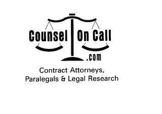 COUNSEL ON CALL .COM CONTRACT ATTORNEYS, PARALEGALS & LEGAL RESEARCH logo