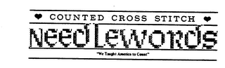 COUNTED CROSS STITCH NEEDLEWORDS "WE TAUGHT AMERICA TO COUNT" logo