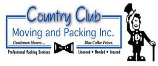 COUNTRY CLUB MOVING AND PACKING INC. GENTLEMAN MOVERS.. BLUE COLLAR PRICES.PROFESSIONAL PACKING SERVICES LICENSED · BONDED · INSURED logo