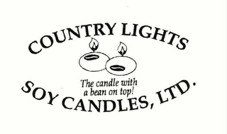 COUNTRY LIGHTS SOY CANDLES, LTD.  THE CANDLE WITH A BEAN ON TOP! logo