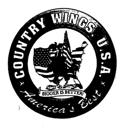 COUNTRY WINGS, U.S.A. AMERICA'S BEST BIGGER IS BETTER! logo