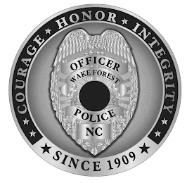 COURAGE HONOR INTEGRITY SINCE 1909 OFFICER WAKE FOREST POLICE NC