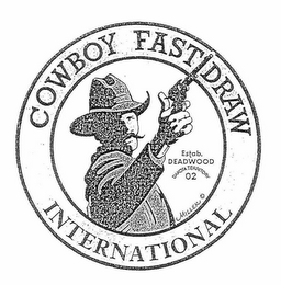 COWBOY FAST DRAW INTERNATIONAL ESTAB. DEADWOOD DAKOTA TERRITORY 02 MILLER logo
