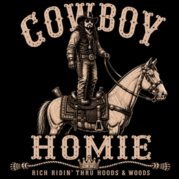 COWBOY HOMIE RICH RIDIN' THRU HOODS & WOODS logo