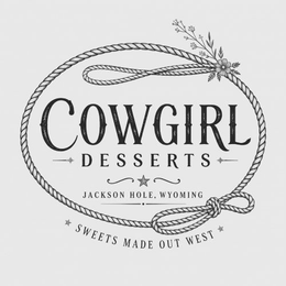 COWGIRL DESSERTS JACKSON HOLE, WYOMING SWEETS MADE OUT WEST logo