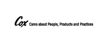 COX CARES ABOUT PEOPLE, PRODUCTS AND PRACTICES logo