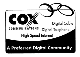COX COMMUNICATIONS DIGITAL CABLE DIGITAL TELEPHONE HIGH SPEED INTERNET A PREFERRED DIGITAL COMMUNITY logo