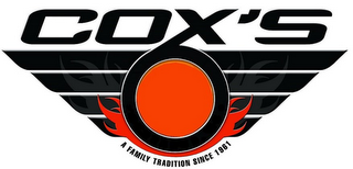 COX'S A FAMILY TRADITION SINCE 1961 logo