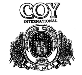 COY INTERNATIONAL PRIVATE RESERVE BEER. logo