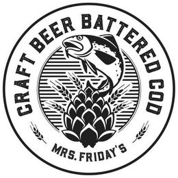 CRAFT BEER BATTERED COD, MRS. FRIDAYS logo