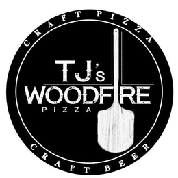 CRAFT PIZZA CRAFT BEER TJ'S WOODFIRE PIZZA logo