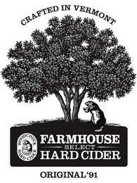 CRAFTED IN VERMONT WOODCHUCK HARD CIDER FARMHOUSE SELECT HARD CIDER ORIGINAL '91 logo