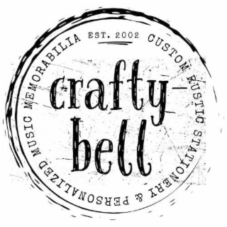 CRAFTY-BELL EST. 2002 CUSTOM RUSTIC STATIONERY & PERSONALIZED MUSIC MEMORABILIA logo