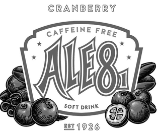 CRANBERRY CAFFEINE FREE ALE 8 1 SOFT DRINK EST 1926 logo