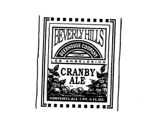CRANBY ALE BEVERLY HILLS BEERHOUSE COMPANY LTD LOS ANGELES CA CONTENTS ALE 1 PT. 6 FL. OZ. logo