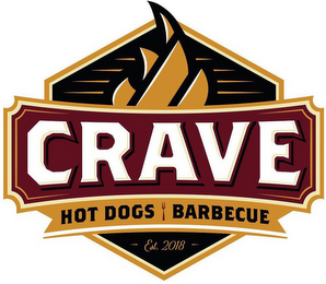 CRAVE HOT DOGS BARBECUE EST. 2018 logo