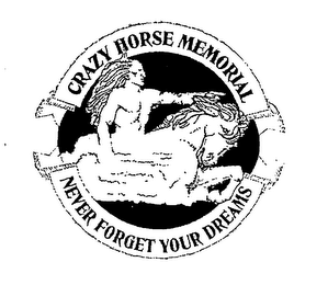 CRAZY HORSE MEMORIAL NEVER FORGET YOUR DREAMS logo
