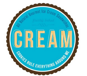 CREAM ALL NATURAL GOURMET ICE CREAM SANDWICHES FRESHLY BAKED COOKIES RULE EVERYTHING AROUND ME logo