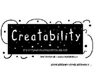 CREATABILITY THE CREATIVE ENTERTAINMENT SOURCE DOING DIFFERENT THINGS DIFFERENTLY FIND THE FUN @ WWW.CREATIBILITY.US logo