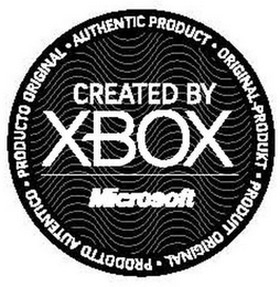 CREATED BY XBOX MICROSOFT · AUTHENTIC PRODUCT · ORIGINAL PRODUKT · PRODUIT ORIGINAL ·PRODOTTO AUTENTICO · PRODUCTO ORIGINAL · logo
