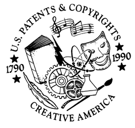 CREATIVE AMERICA 1790 U.S. PATENTS & COPYRIGHTS 1990 logo