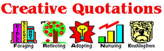 CREATIVE QUOTATIONS FORAGING BIBLE SCIENCE ART REFLECTING ADOPTING NURTURING KNUCKLING DOWN logo