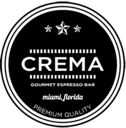 CREMA GOURMET ESPRESSO BAR MIAMI, FLORIDA PREMIUM QUALITY logo