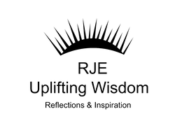CRESCENT SUN WITH RAYS ABOVE RJE UPLIFTING WISDOM REFLECTIONS & INSPIRATION logo